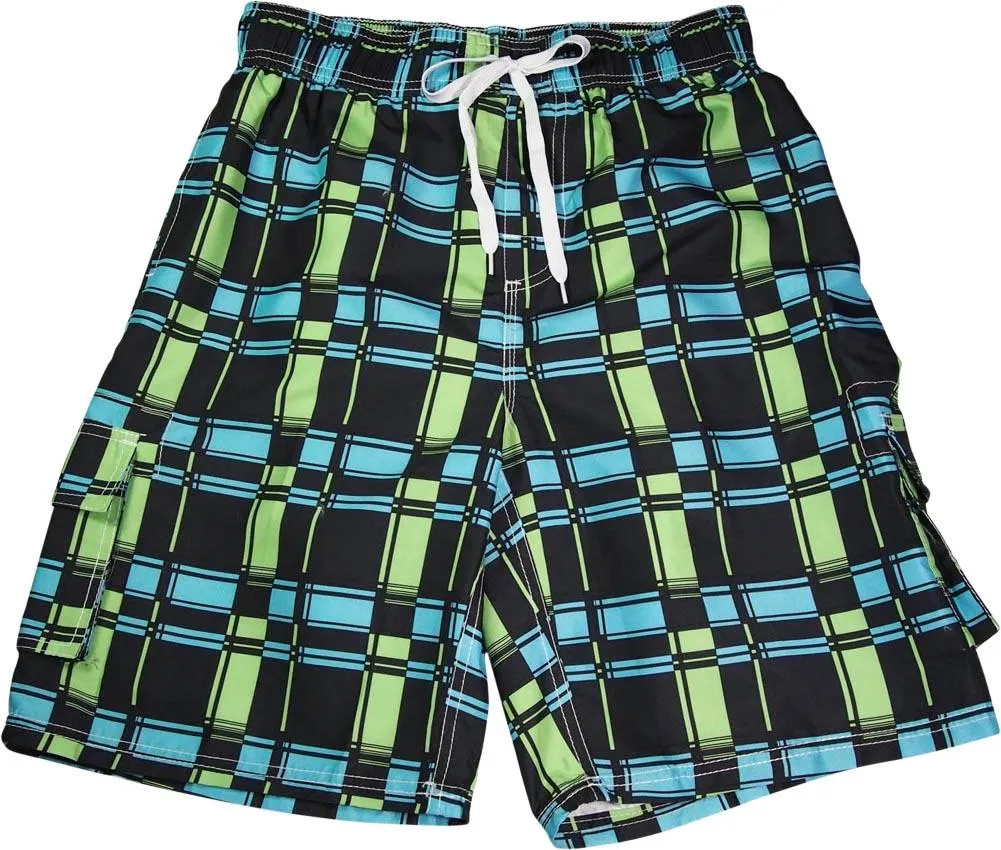 New Norty Mens Cargo Striped & Plaid Boardshort Swim Trunks - Sizes S - XL, 39955