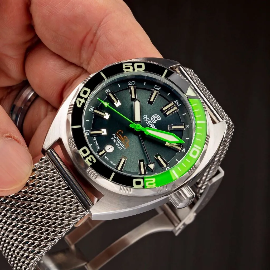 Ocean Crawler Core Diver GMT (Black/Green) LE - 600m Swiss&nbsp;Mvmt (Regulated)