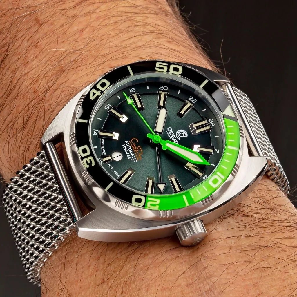 Ocean Crawler Core Diver GMT (Black/Green) LE - 600m Swiss&nbsp;Mvmt (Regulated)