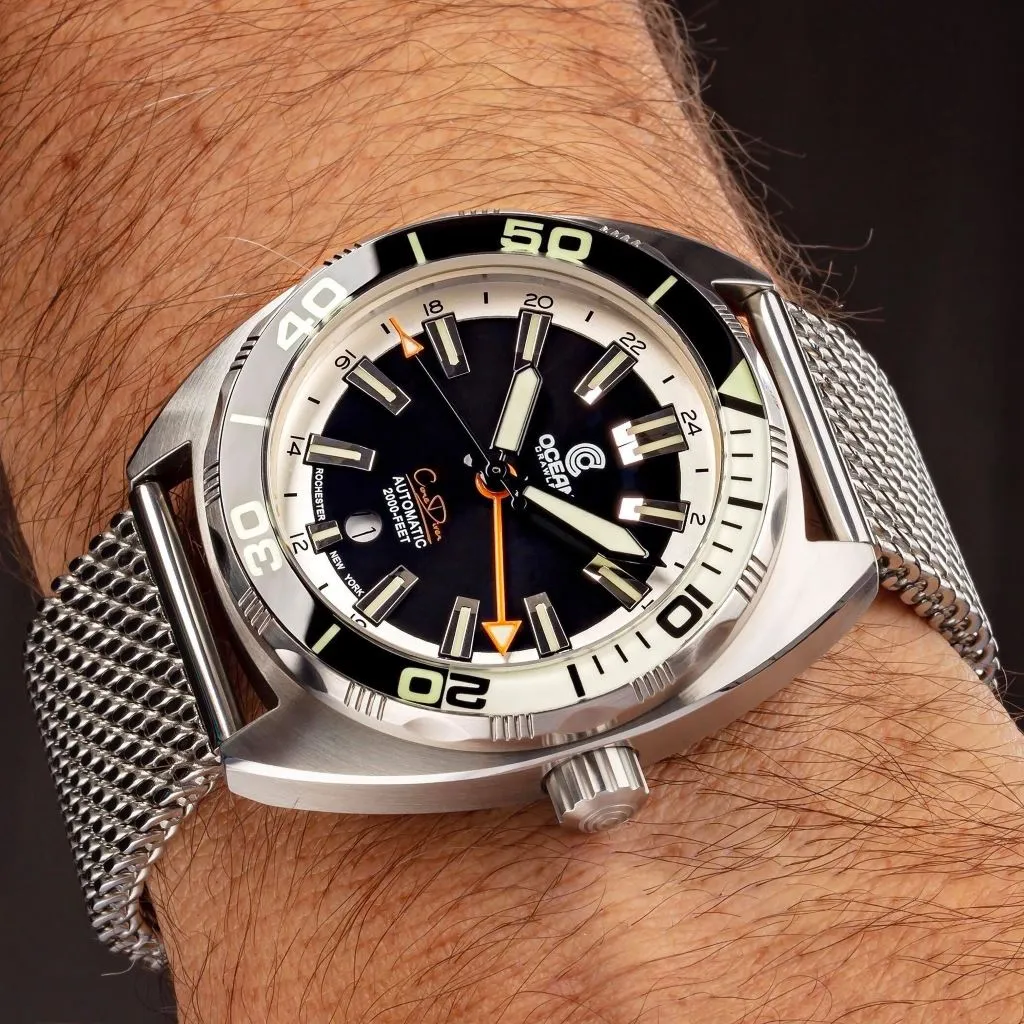 Ocean Crawler Core Diver GMT (Black/White) LE - 600m Swiss&nbsp;Mvmt (Regulated)