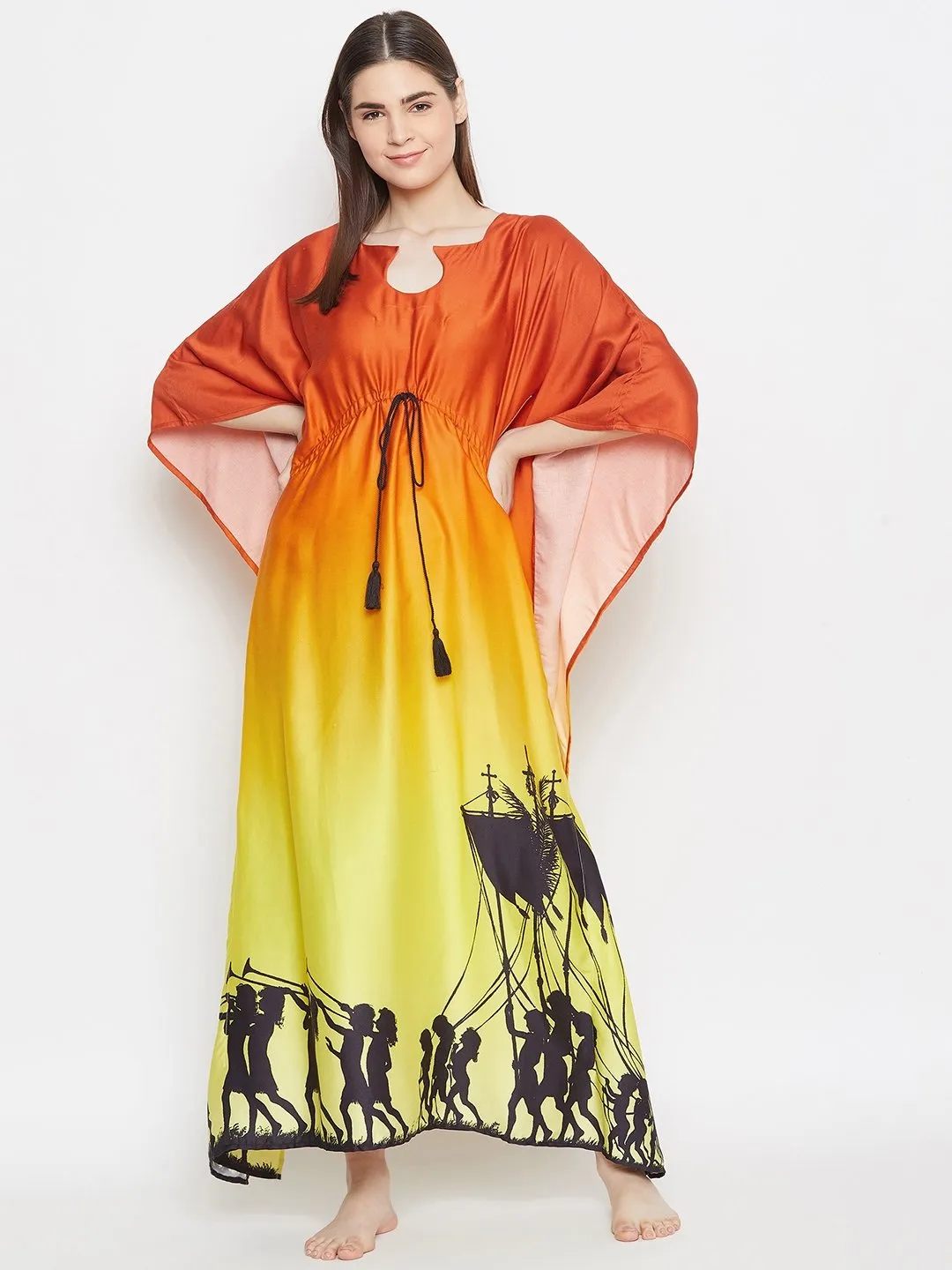 ORANGE OMBRE LOUNGEWEAR KAFTAN (Final Sale)