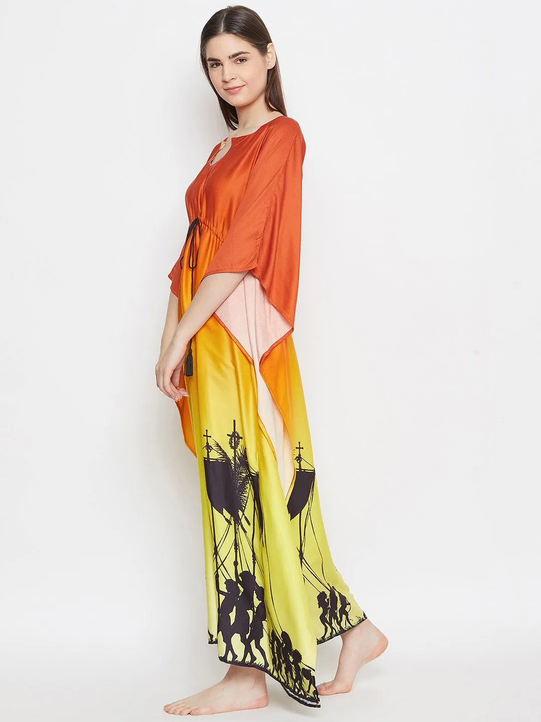 ORANGE OMBRE LOUNGEWEAR KAFTAN (Final Sale)