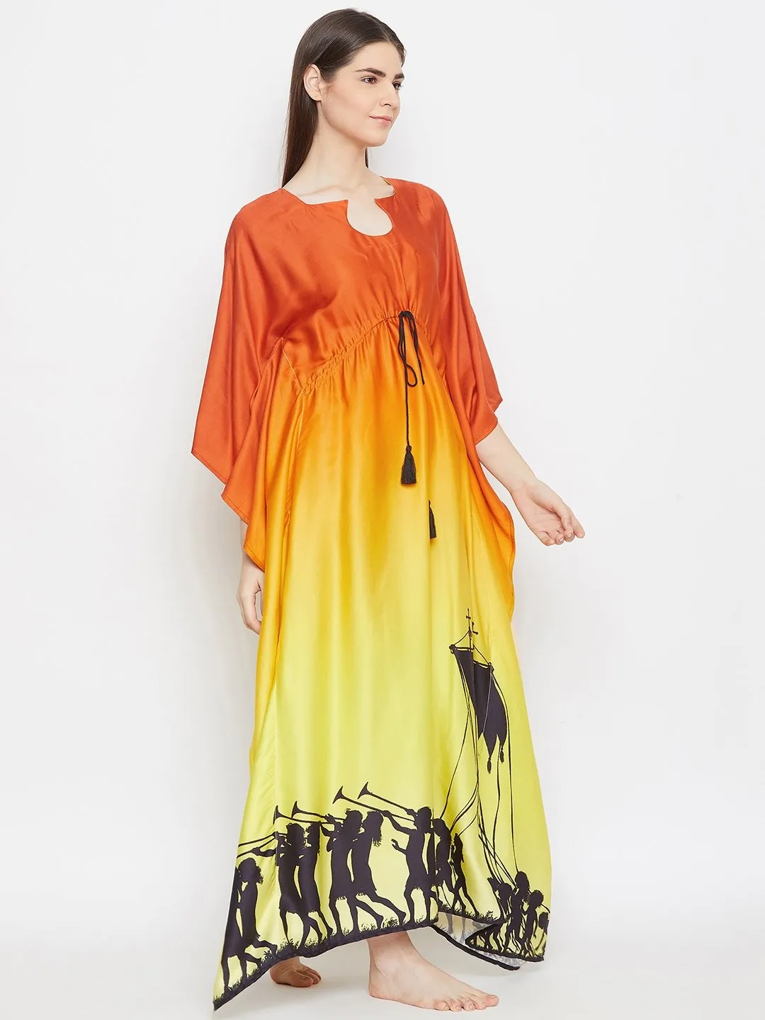 ORANGE OMBRE LOUNGEWEAR KAFTAN (Final Sale)