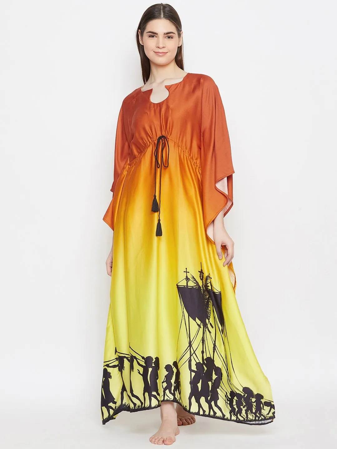 ORANGE OMBRE LOUNGEWEAR KAFTAN (Final Sale)