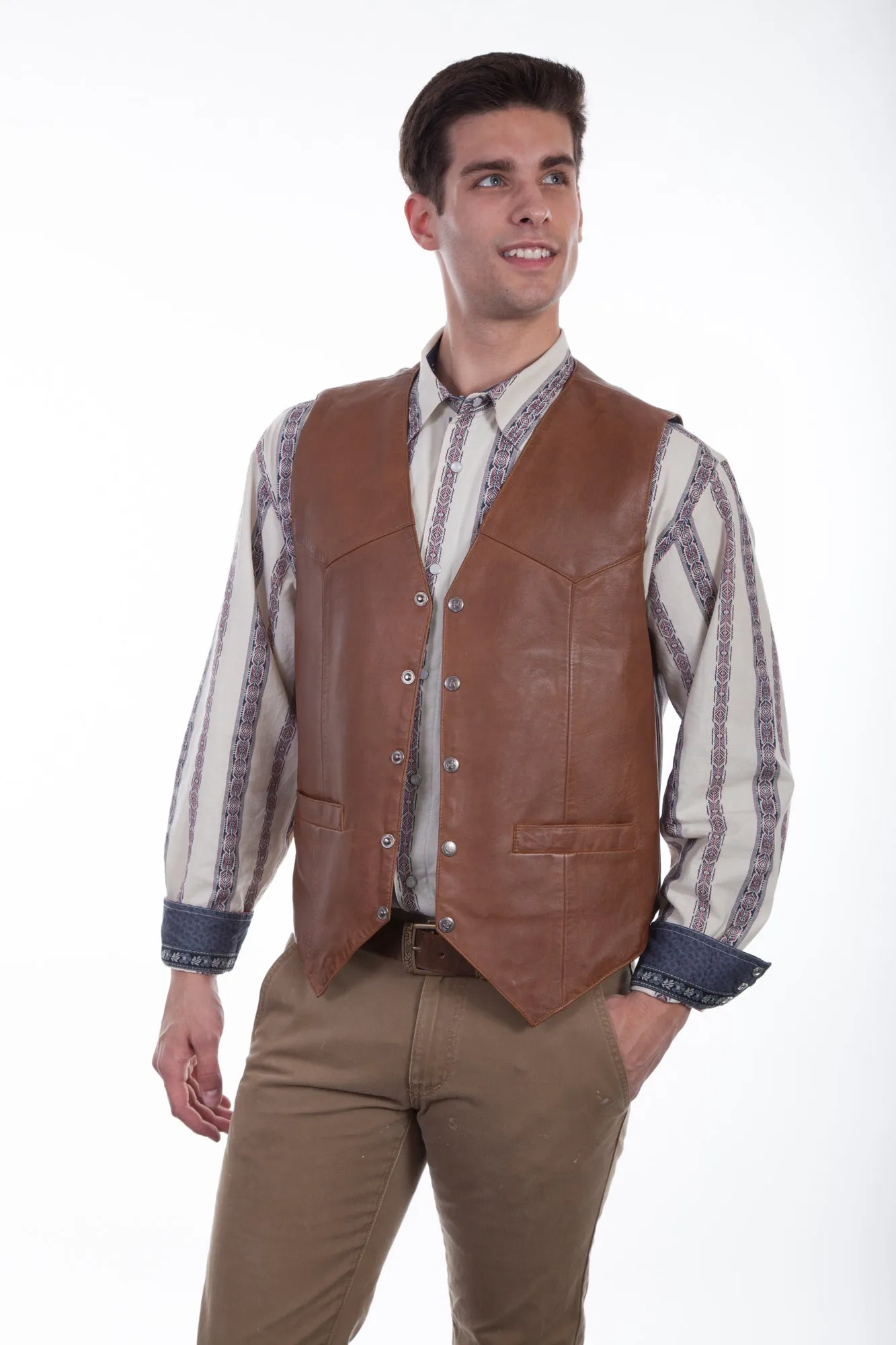 Scully Mens Saddle Tan Soft Lamb Western Snap Vest 4X