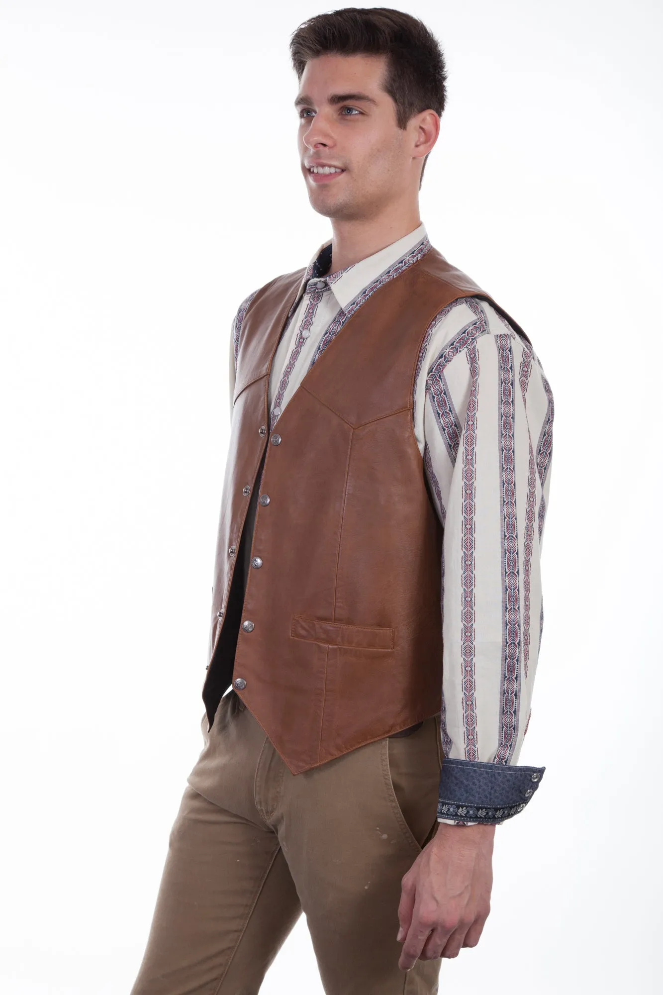 Scully Mens Saddle Tan Soft Lamb Western Snap Vest 4X