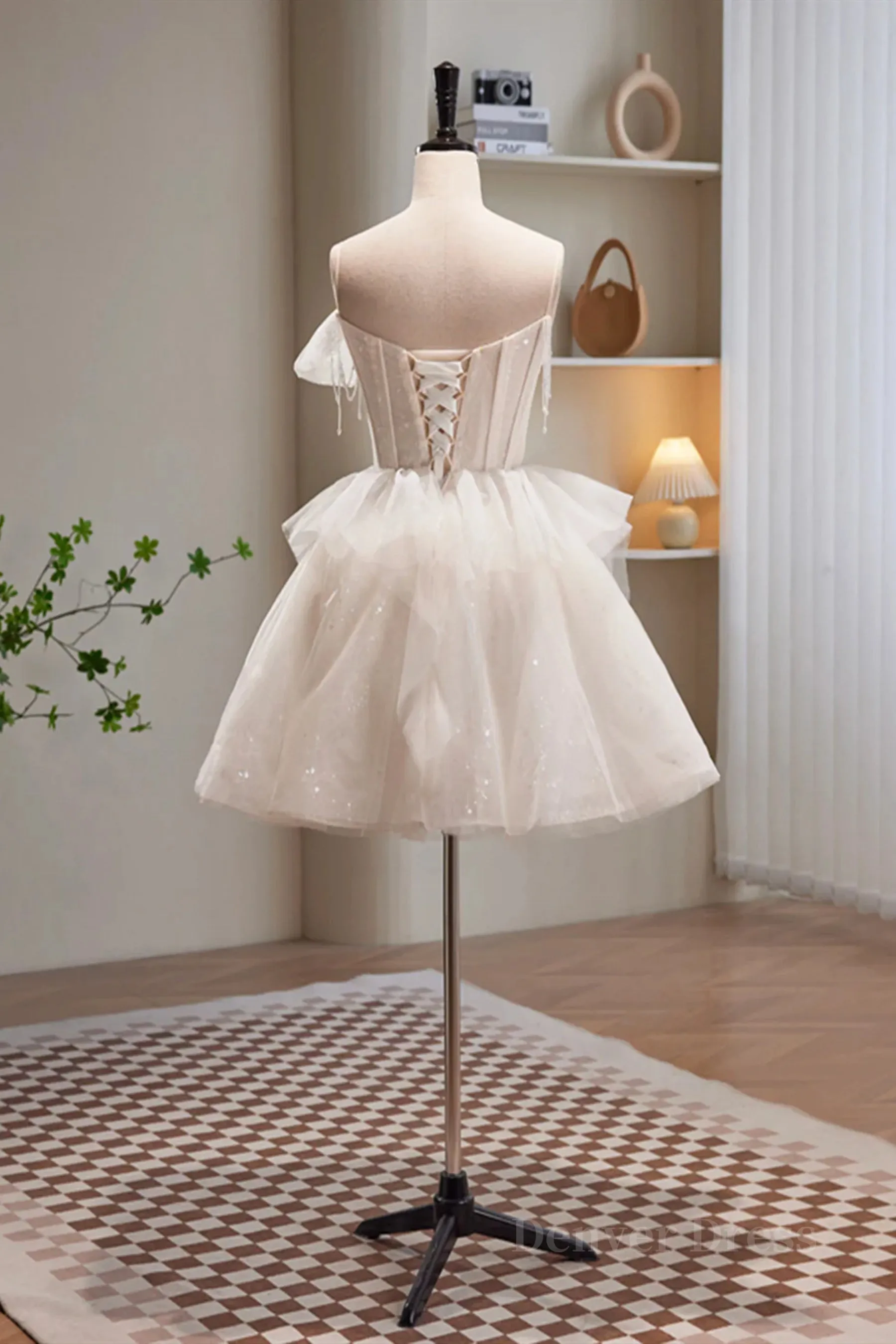 Short Light Champagne Tulle Prom Dresses Short Champagne Tulle Formal Homecoming Dresses