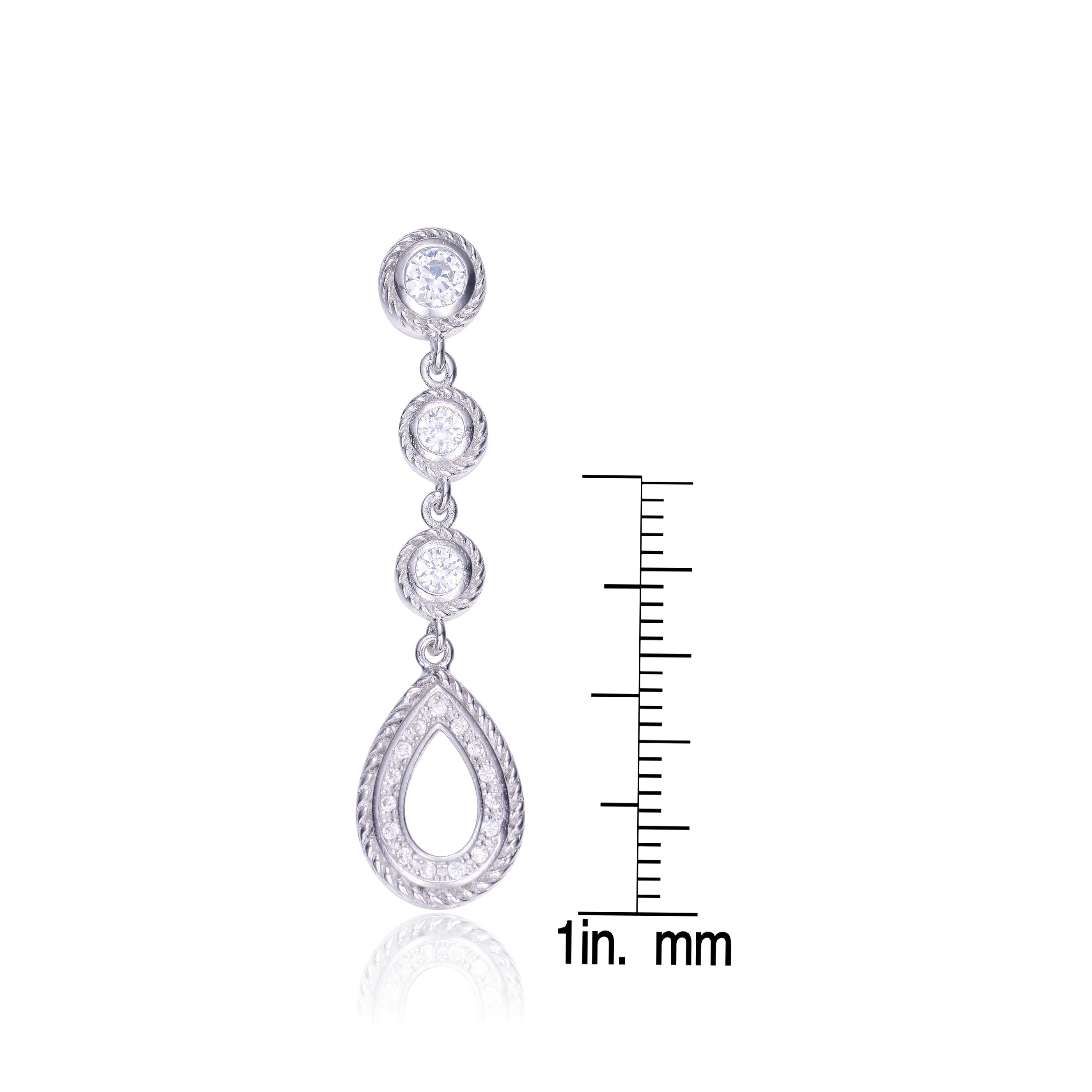 Sterling Silver Cubic Zirconia Pear Drop Earrings