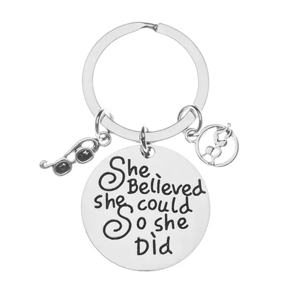 Swim Keychain -  She Believed She Could So She Did