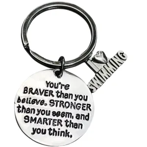 Swim Keyhcain- Inspirational You’re Braver than you Believe