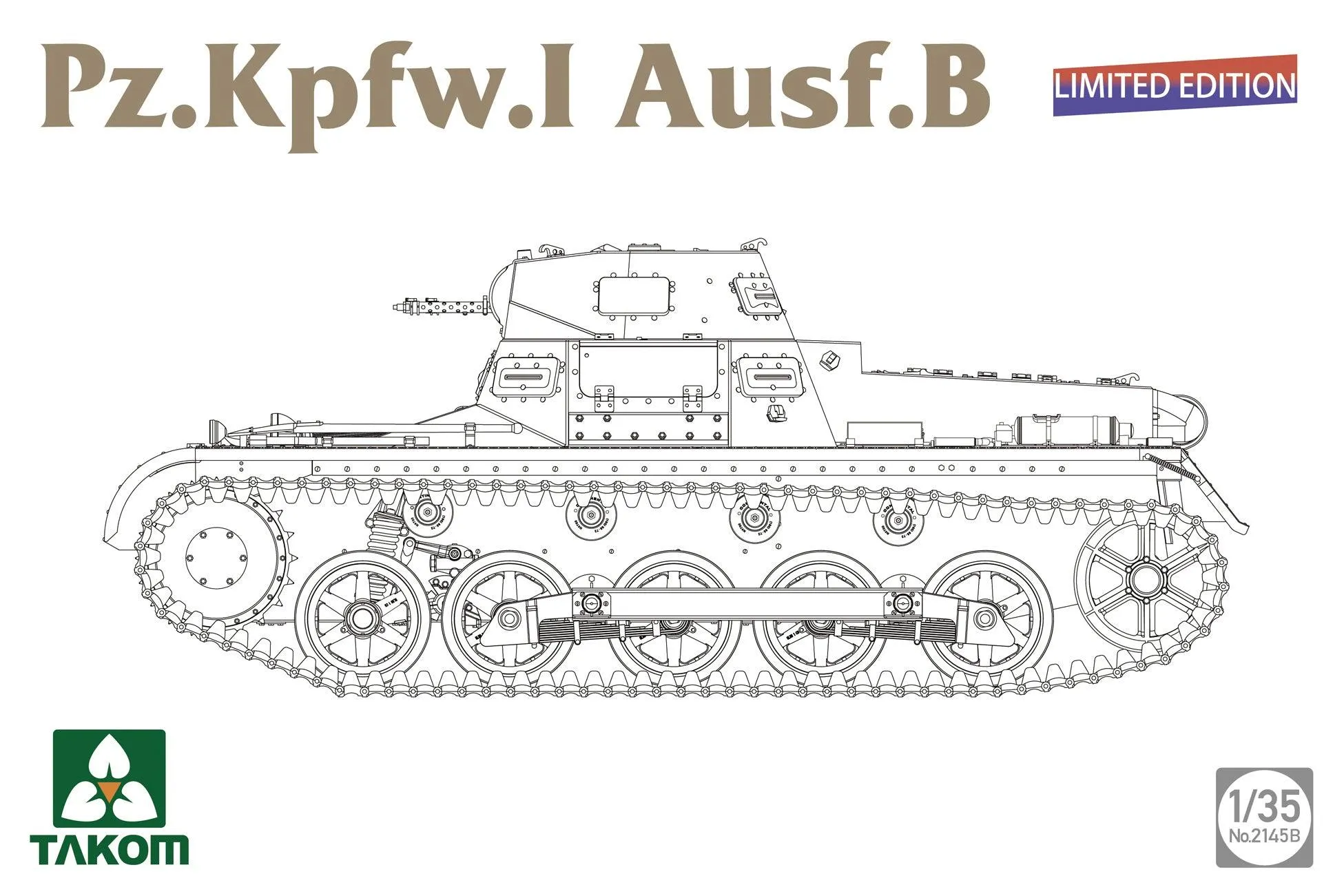 Takom 2145B Pz.Kpfw. I Ausf. B Limited Edition 1/35 Model Kit