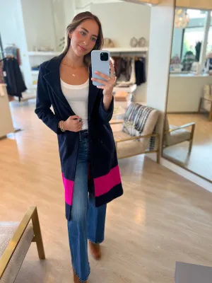 Vi220  Navy & Pink Sweater Coat