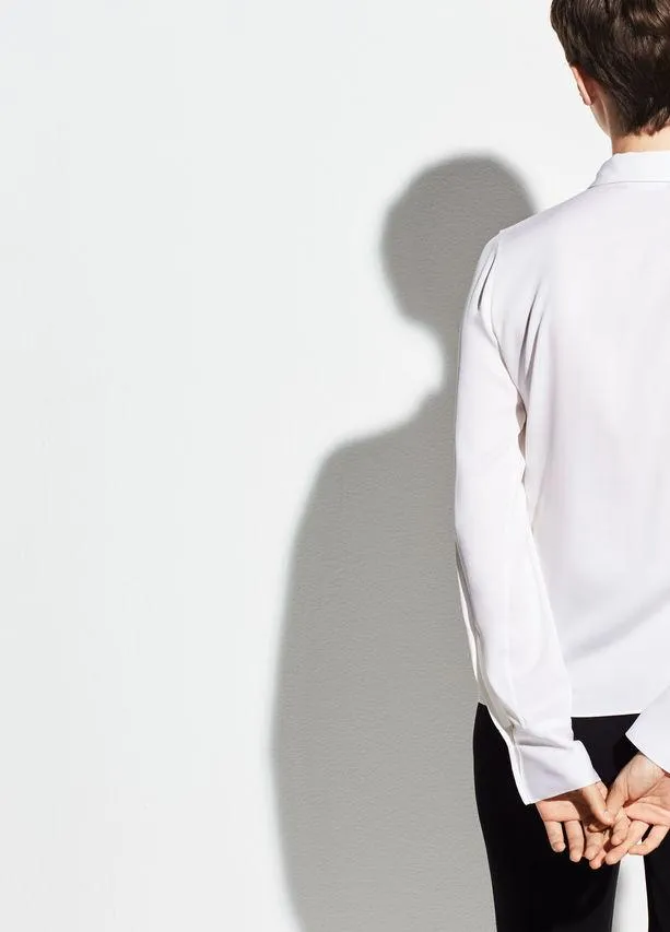 VINCE - Slim Fitted Popover Shirt Optic White