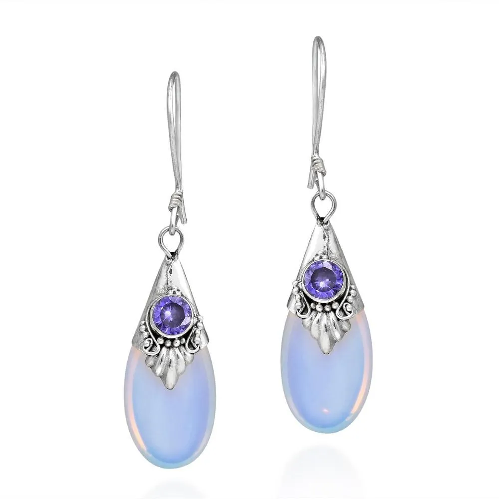 White Moonstone Earrings