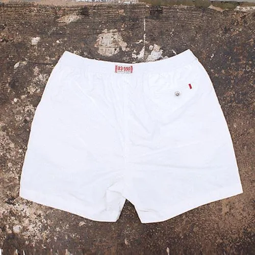 White Print Summer Swim Shorts