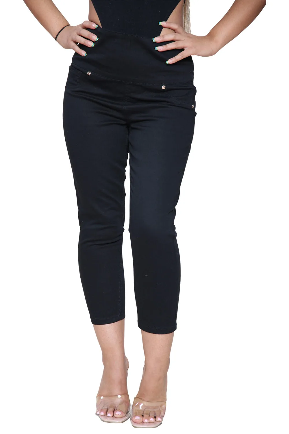 Women Black Cropped Jeggings - 10/25/50 Pack