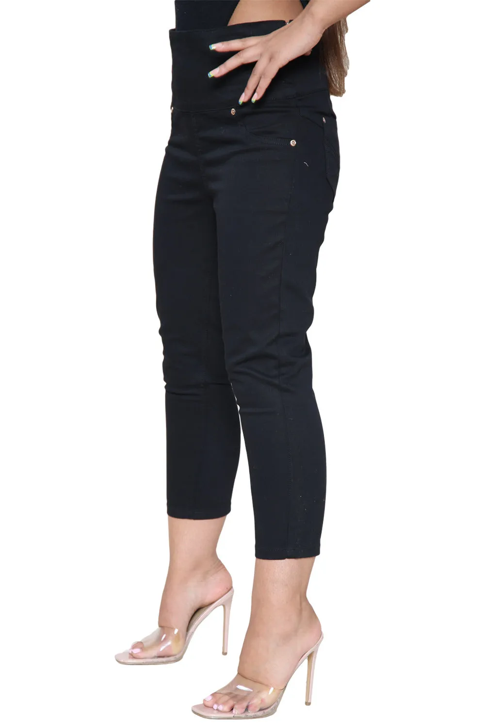 Women Black Cropped Jeggings - 10/25/50 Pack