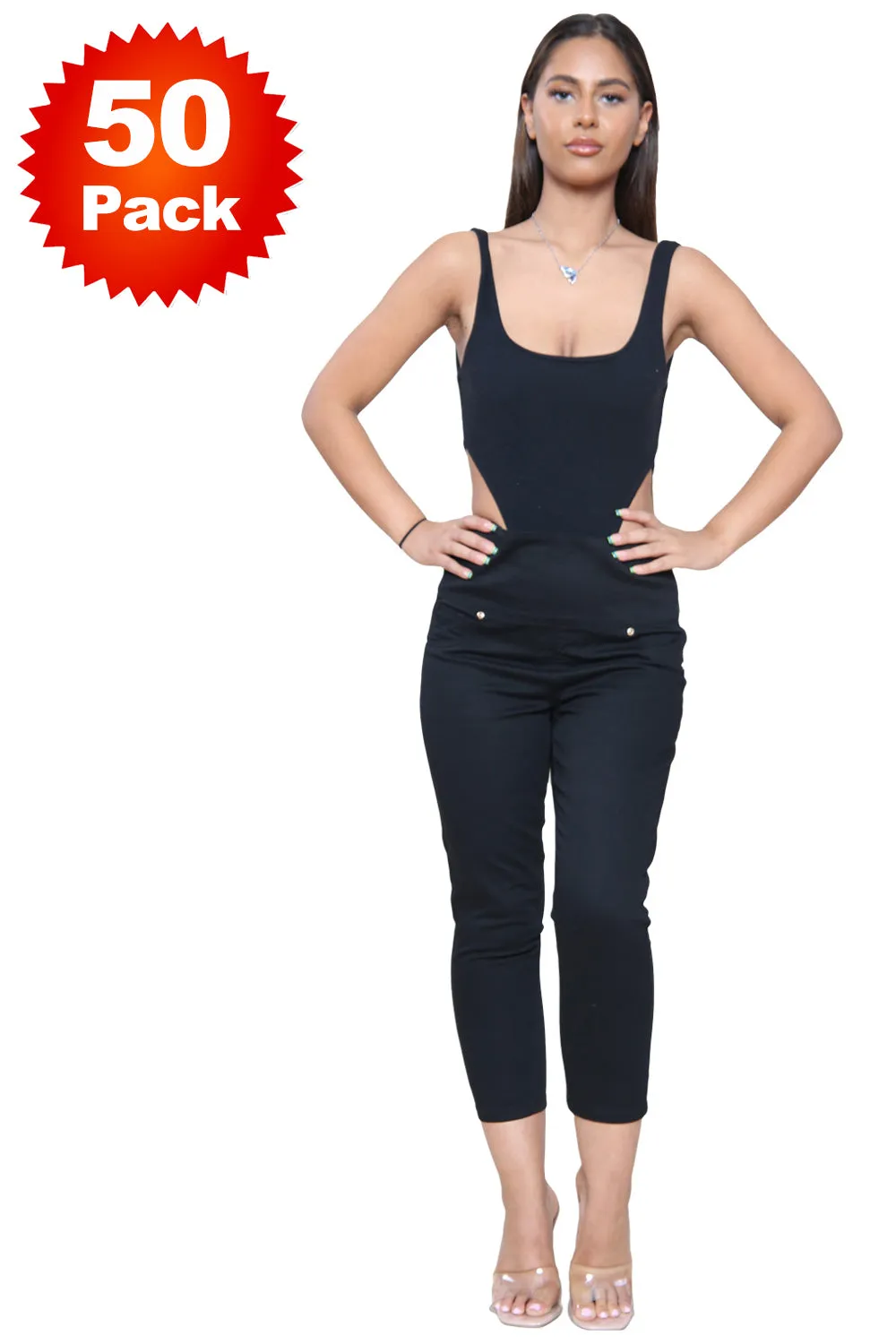 Women Black Cropped Jeggings - 10/25/50 Pack