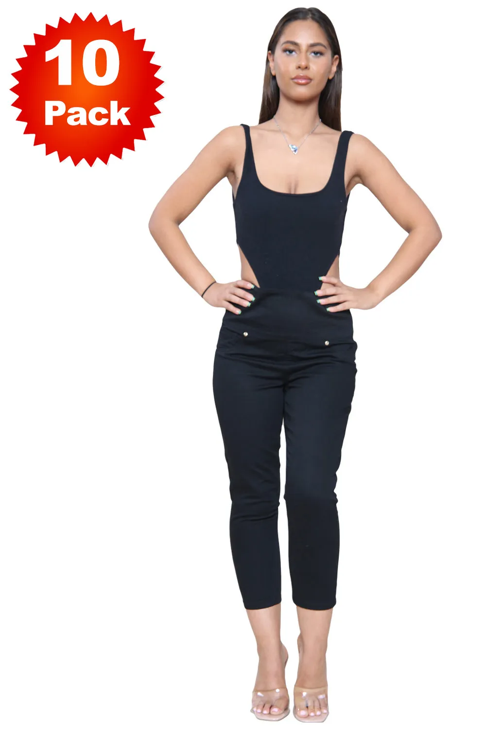 Women Black Cropped Jeggings - 10/25/50 Pack