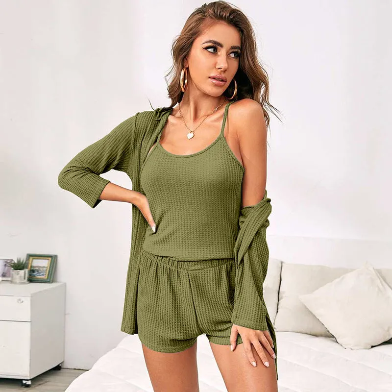 Women's Three-piece Loungewear, Pajamas Set