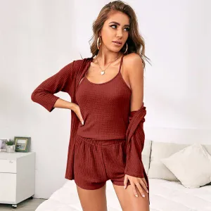 Women's Three-piece Loungewear, Pajamas Set