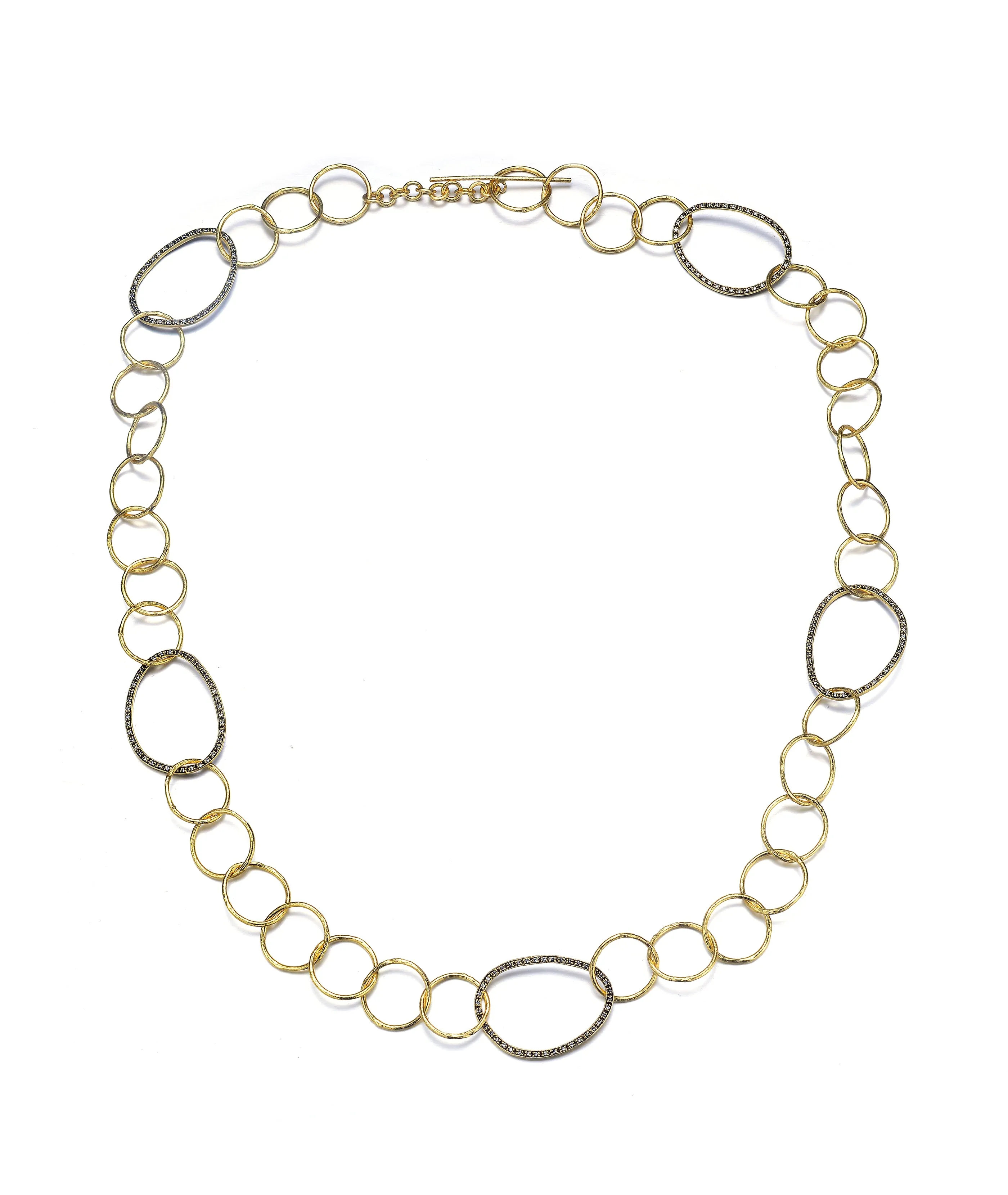 Yellow Gold Plated Round Trinkets Clear Cubic Zirconia Accent Necklace