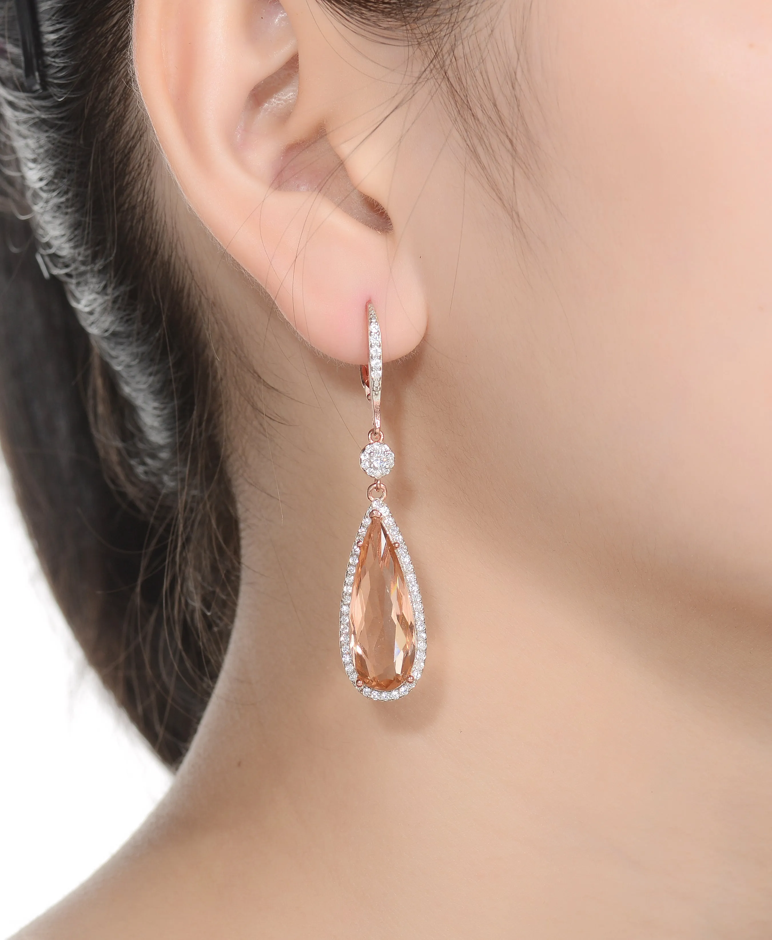 Yvonne Morganite Cubic Zirconia Dangle Earrings