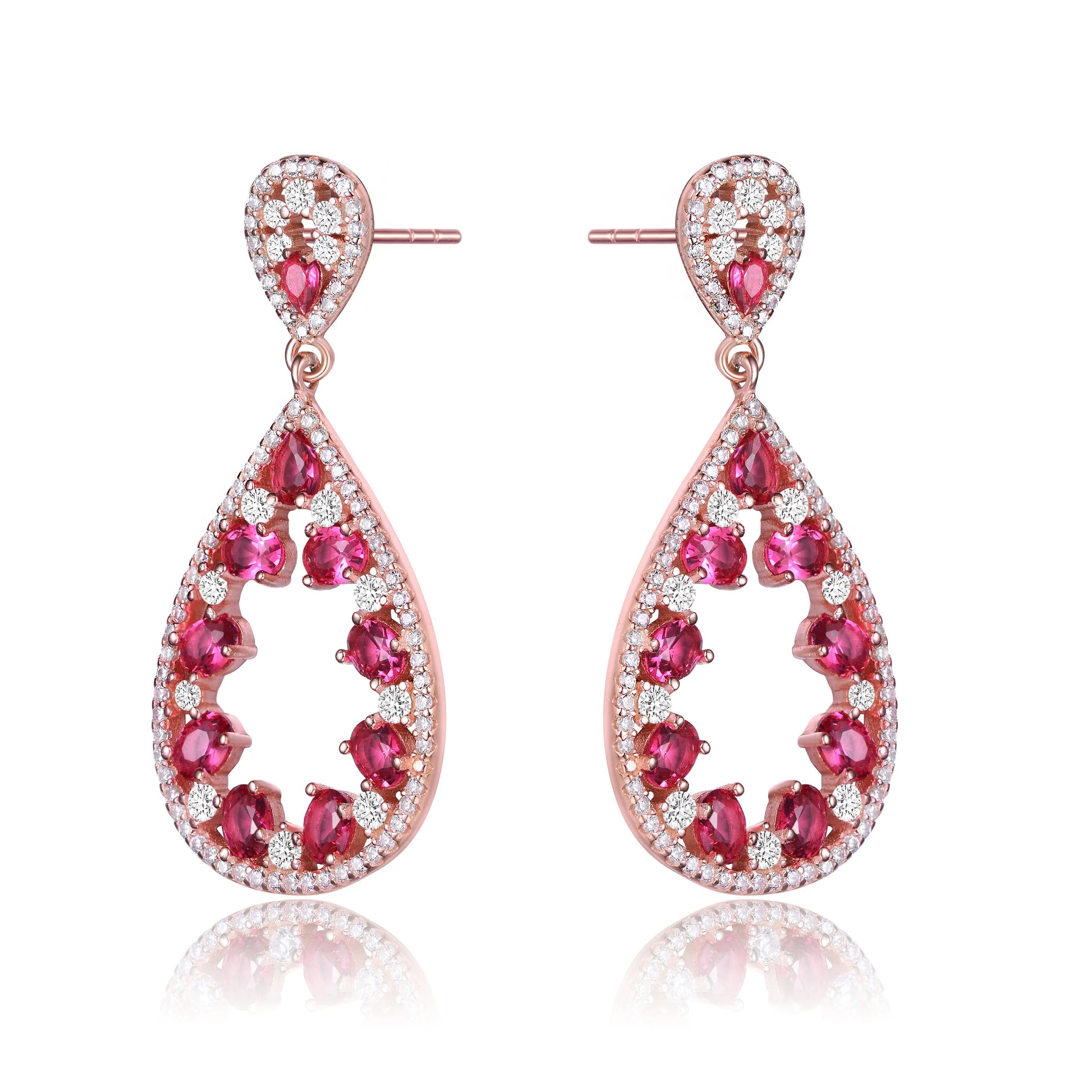 Yvonne Red Cubic Zirconia Accent Drop Earrings